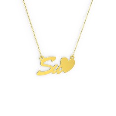 Kalp İsim Kolye - 18 ayar altın kolye (2 karakterli el yazısı, 40 cm altın rolo zincir) #4o6b04