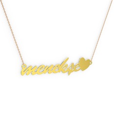 Kalp İsim Kolye - 14 ayar altın kolye (7 karakterli el yazısı, 40 cm rose altın rolo zincir) #6tjdil