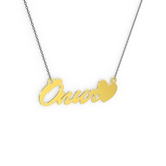 18 ayar altın kolye (4 karakterli el yazısı, 40 cm gümüş rolo zincir)