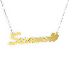 14 ayar altın kolye (6 karakterli el yazısı, 40 cm gümüş rolo zincir)