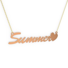 14 ayar rose altın kolye (6 karakterli el yazısı, 40 cm altın rolo zincir)