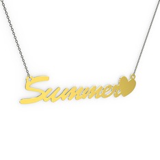 18 ayar altın kolye (6 karakterli el yazısı, 40 cm gümüş rolo zincir)