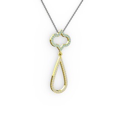 Vidonia Kolye - Akuamarin ve swarovski 925 ayar altın kaplama gümüş kolye (40 cm gümüş rolo zincir) #10cz510