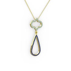 Vidonia Kolye - Akuamarin ve lab safir 925 ayar altın kaplama gümüş kolye (40 cm altın rolo zincir) #11qxshz