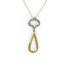 Vidonia Kolye - Yeşil kuvars ve peridot 925 ayar rose altın kaplama gümüş kolye (40 cm altın rolo zincir) #12ayivf