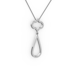 Swarovski ve pırlanta 18 ayar beyaz altın kolye (0.324 karat, 40 cm gümüş rolo zincir)