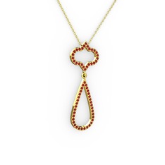 Garnet 18 ayar altın kolye (40 cm altın rolo zincir)