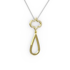 Vidonia Kolye - Beyaz zirkon ve dumanlı kuvars 925 ayar altın kaplama gümüş kolye (40 cm beyaz altın rolo zincir) #13ht0h2