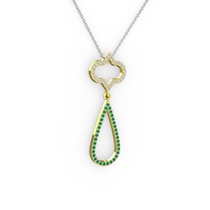 Pırlanta ve kök zümrüt 18 ayar altın kolye (0.288 karat, 40 cm beyaz altın rolo zincir)
