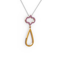 Vidonia Kolye - Ametist ve sitrin 18 ayar rose altın kolye (40 cm gümüş rolo zincir) #147pzjd