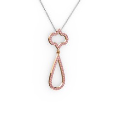 Vidonia Kolye - Pembe kuvars 8 ayar rose altın kolye (40 cm beyaz altın rolo zincir) #147viqd