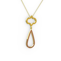 Sitrin ve kök yakut 18 ayar altın kolye (40 cm altın rolo zincir)