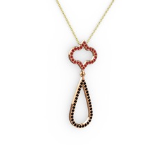 Vidonia Kolye - Garnet ve siyah zirkon 18 ayar rose altın kolye (40 cm altın rolo zincir) #15dwot6