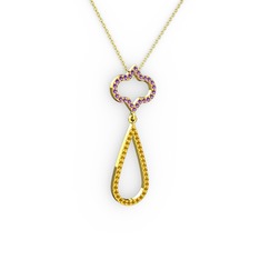 Ametist ve sitrin 8 ayar altın kolye (40 cm altın rolo zincir)