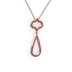 Vidonia Kolye - Garnet ve kök yakut 8 ayar rose altın kolye (40 cm gümüş rolo zincir) #163ifug