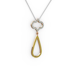 Vidonia Kolye - Akuamarin ve peridot 8 ayar rose altın kolye (40 cm gümüş rolo zincir) #17ap3w6