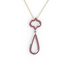 Garnet 8 ayar beyaz altın kolye (40 cm altın rolo zincir)