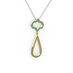 Vidonia Kolye - Kök zümrüt ve dumanlı kuvars 925 ayar altın kaplama gümüş kolye (40 cm beyaz altın rolo zincir) #17zqmy