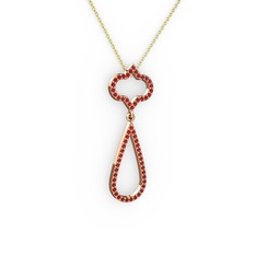 Vidonia Kolye - Garnet 14 ayar rose altın kolye (40 cm altın rolo zincir) #183327p
