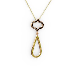 Siyah zirkon ve peridot 925 ayar rose altın kaplama gümüş kolye (40 cm altın rolo zincir)