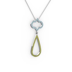 Vidonia Kolye - Akuamarin ve peridot 925 ayar gümüş kolye (40 cm gümüş rolo zincir) #19ghkxz