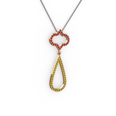 Vidonia Kolye - Garnet ve peridot 8 ayar rose altın kolye (40 cm gümüş rolo zincir) #1arv10w