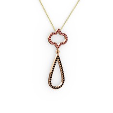 Vidonia Kolye - Kök yakut ve siyah zirkon 925 ayar rose altın kaplama gümüş kolye (40 cm altın rolo zincir) #1avi9p0