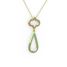 Vidonia Kolye - Dumanlı kuvars ve yeşil kuvars 8 ayar altın kolye (40 cm altın rolo zincir) #1beg2ju