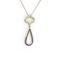 Vidonia Kolye - Beyaz zirkon ve lab safir 8 ayar altın kolye (40 cm gümüş rolo zincir) #1c6vno2