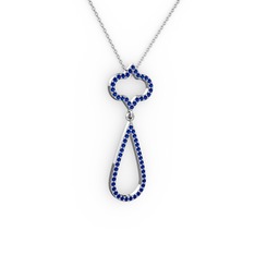 Vidonia Kolye - Lab safir 8 ayar beyaz altın kolye (40 cm beyaz altın rolo zincir) #1dj91em