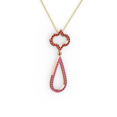 Vidonia Kolye - Garnet ve rodolit garnet 18 ayar rose altın kolye (40 cm altın rolo zincir) #1djnsh6