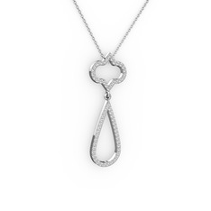 Vidonia Kolye - Swarovski ve beyaz zirkon 18 ayar beyaz altın kolye (40 cm beyaz altın rolo zincir) #1e4whfa