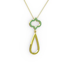 Vidonia Kolye - Yeşil kuvars ve peridot 8 ayar altın kolye (40 cm altın rolo zincir) #1eg86nu