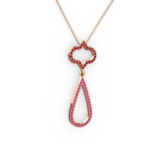 Vidonia Kolye - Garnet ve rodolit garnet 925 ayar rose altın kaplama gümüş kolye (40 cm rose altın rolo zincir) #1eny9co