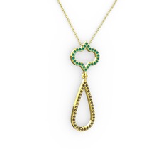 Vidonia Kolye - Kök zümrüt ve dumanlı kuvars 8 ayar altın kolye (40 cm altın rolo zincir) #1f0u4p0