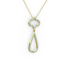 Vidonia Kolye - Akuamarin 8 ayar altın kolye (40 cm altın rolo zincir) #1f5jcby