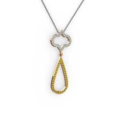 Vidonia Kolye - Akuamarin ve peridot 18 ayar rose altın kolye (40 cm gümüş rolo zincir) #1fldda7