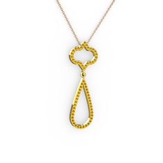 Vidonia Kolye - Sitrin 8 ayar altın kolye (40 cm rose altın rolo zincir) #1fs3hg2