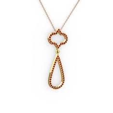 Garnet 18 ayar altın kolye (40 cm gümüş rolo zincir)