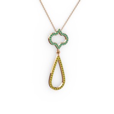Vidonia Kolye - Yeşil kuvars ve peridot 925 ayar rose altın kaplama gümüş kolye (40 cm rose altın rolo zincir) #1h8pbew