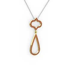 Garnet 14 ayar altın kolye (40 cm beyaz altın rolo zincir)