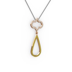 Swarovski ve peridot 18 ayar rose altın kolye (40 cm gümüş rolo zincir)