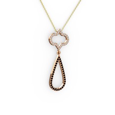 Vidonia Kolye - Pırlanta ve siyah zirkon 8 ayar rose altın kolye (0.288 karat, 40 cm altın rolo zincir) #1kxhzw8