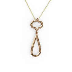 Vidonia Kolye - Dumanlı kuvars 8 ayar rose altın kolye (40 cm altın rolo zincir) #1mk5rrt