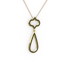 Vidonia Kolye - Siyah zirkon 14 ayar altın kolye (40 cm gümüş rolo zincir) #1ojb2kc