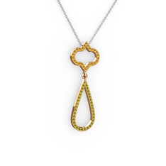 Vidonia Kolye - Sitrin ve peridot 8 ayar rose altın kolye (40 cm beyaz altın rolo zincir) #1oy54vu