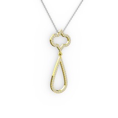 Swarovski ve beyaz zirkon 14 ayar altın kolye (40 cm beyaz altın rolo zincir)