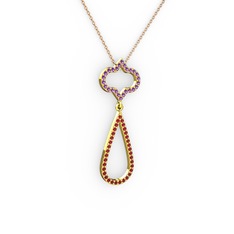 Vidonia Kolye - Ametist ve garnet 925 ayar altın kaplama gümüş kolye (40 cm gümüş rolo zincir) #1phgsw5