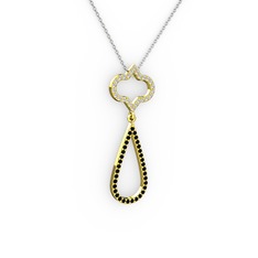 Vidonia Kolye - Pırlanta ve siyah zirkon 14 ayar altın kolye (0.288 karat, 40 cm beyaz altın rolo zincir) #1pkily4