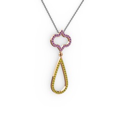 Vidonia Kolye - Ametist ve peridot 14 ayar rose altın kolye (40 cm gümüş rolo zincir) #1py57p9